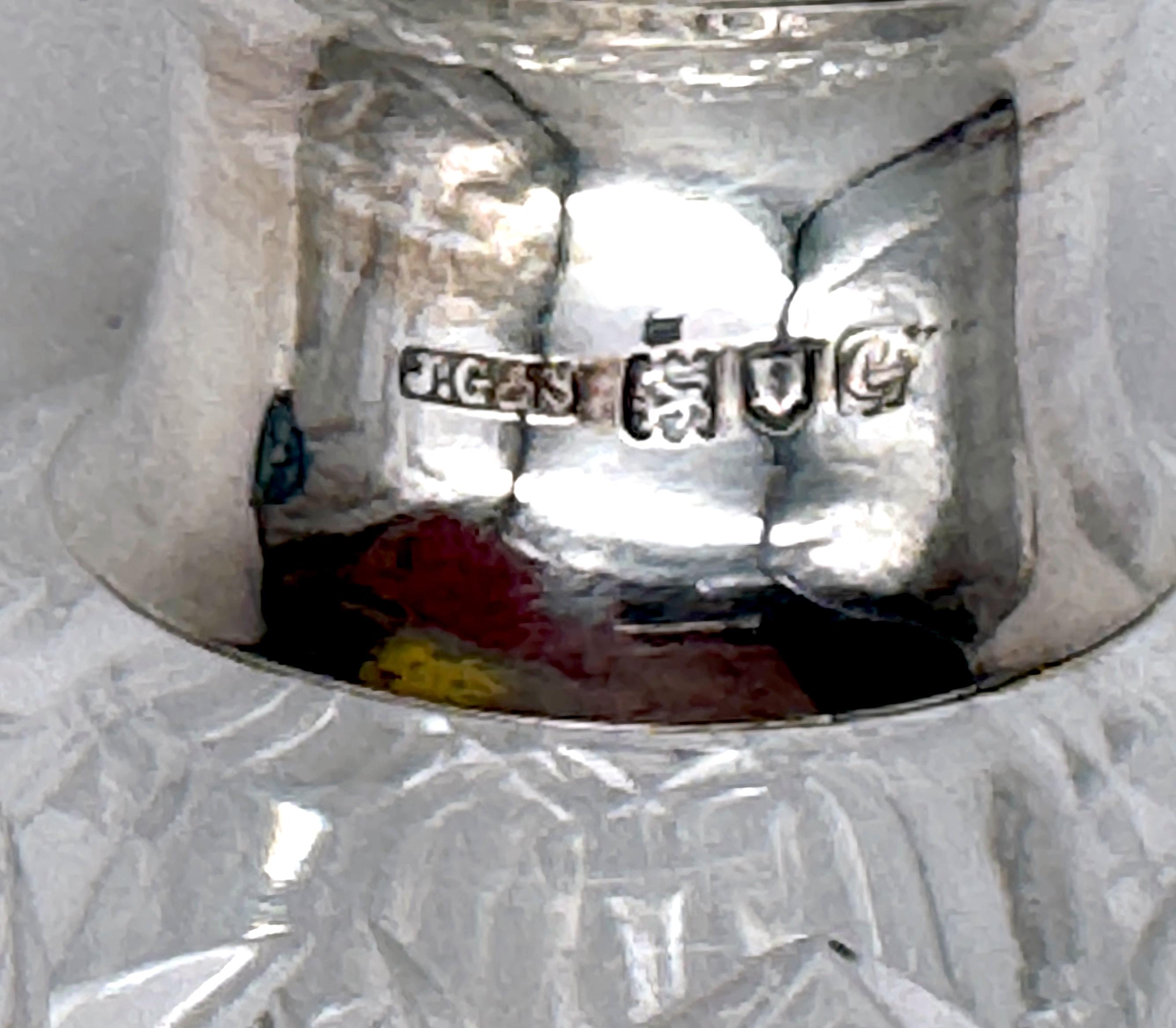 Decanter a collo di spillo in argento sterling e cristallo tagliato, Londra, 1906 in vendita 3