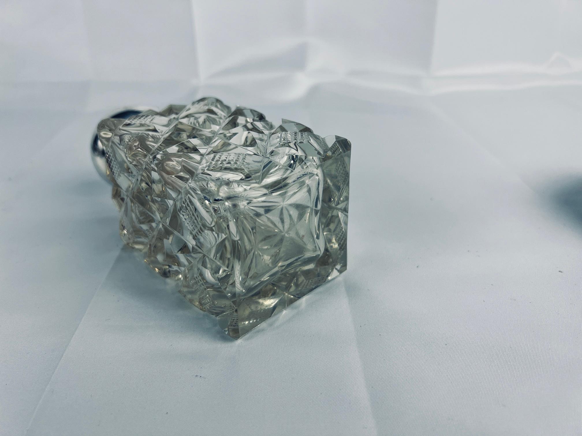 Edwardian English Sterling Silver & Cut Glass Vanity Jar, Early 20th Century For Sale