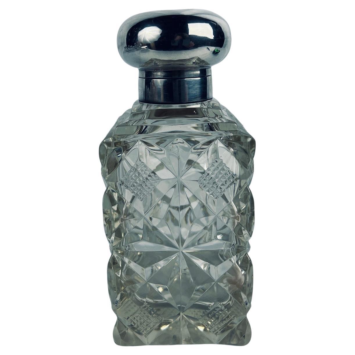 English Sterling Silver & Cut Glass Vanity Jar, Early 20th Century