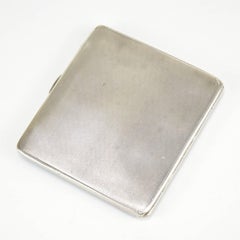English Sterling Silver Enamelled and Gilt Cigarette Case Guilloché, 1935