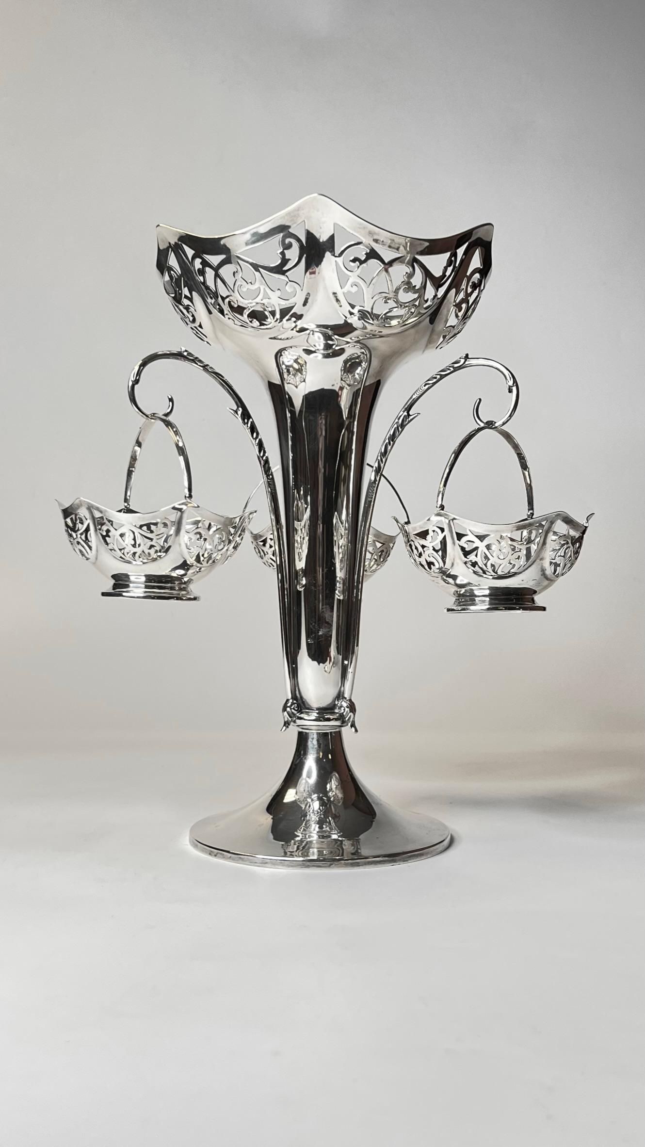 19th Century English Sterling Silver Epergne, Goldsmiths & Silversmiths Co, 1893 For Sale