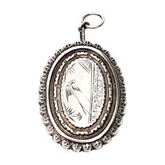 English Sterling Silver Etched Pendant