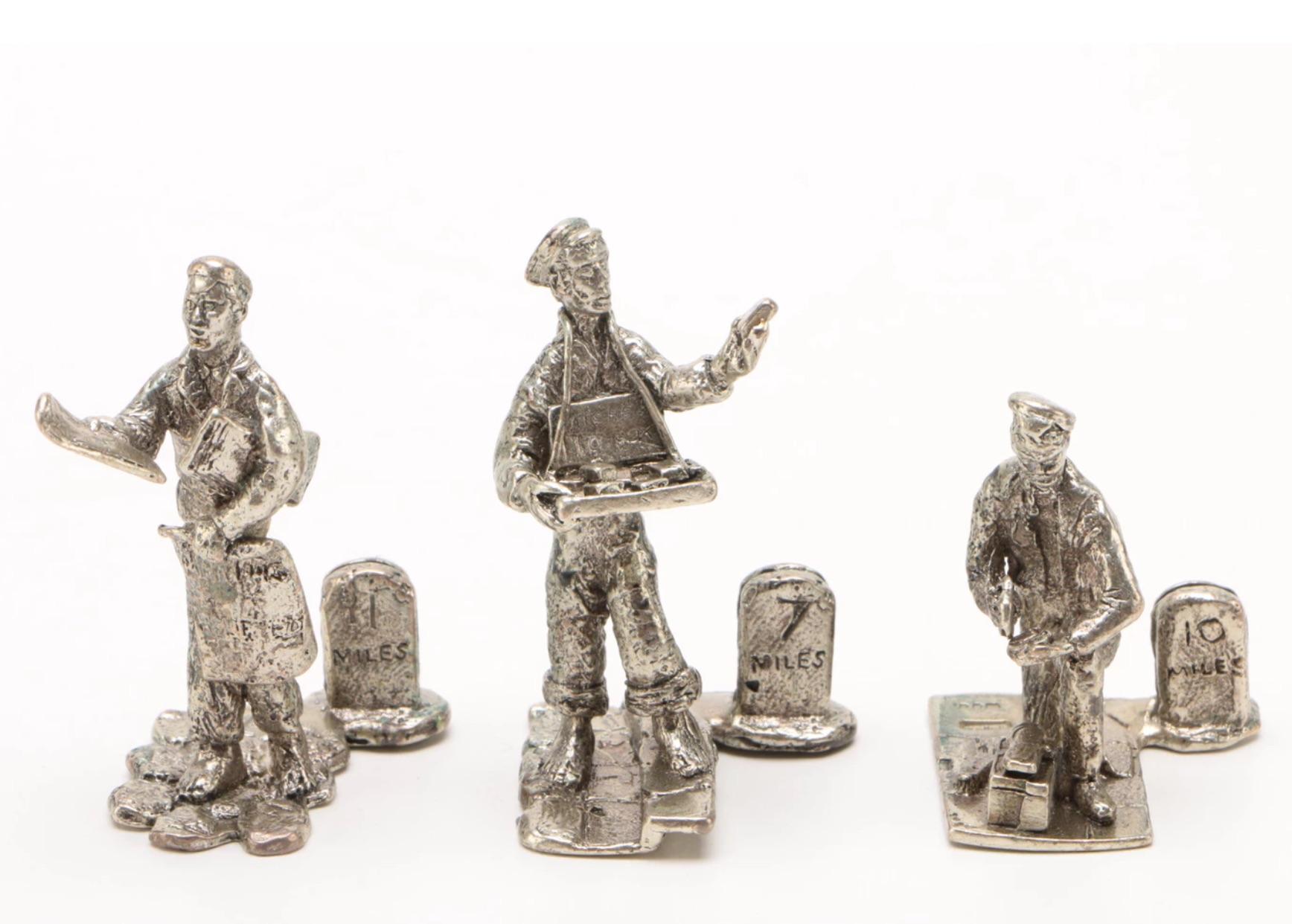Elizabethan English Sterling Silver Figural Menu/Place Card Holders in Harrods of London Box For Sale