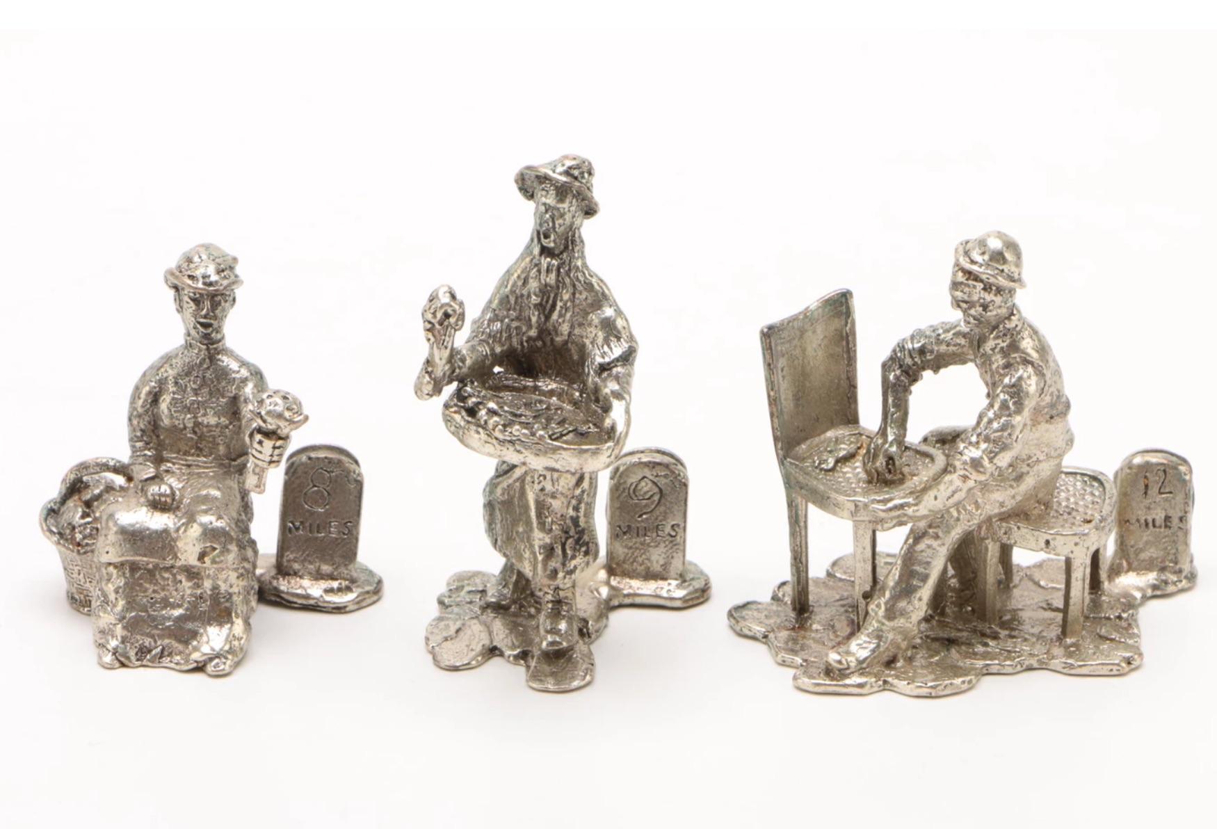 20th Century English Sterling Silver Figural Menu/Place Card Holders in Harrods of London Box For Sale