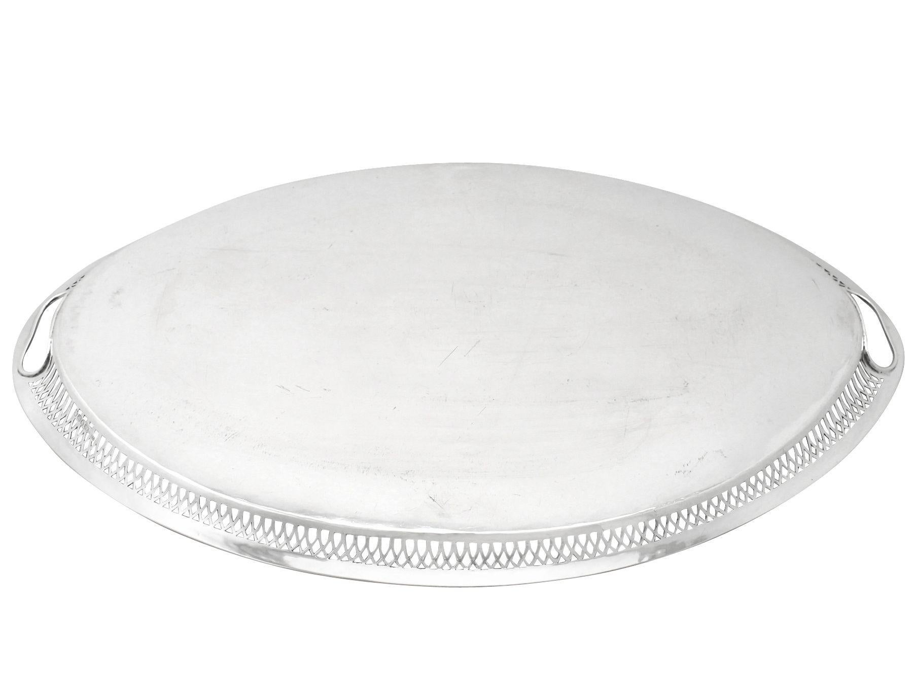 English Sterling Silver Galleried Tea Tray For Sale 3