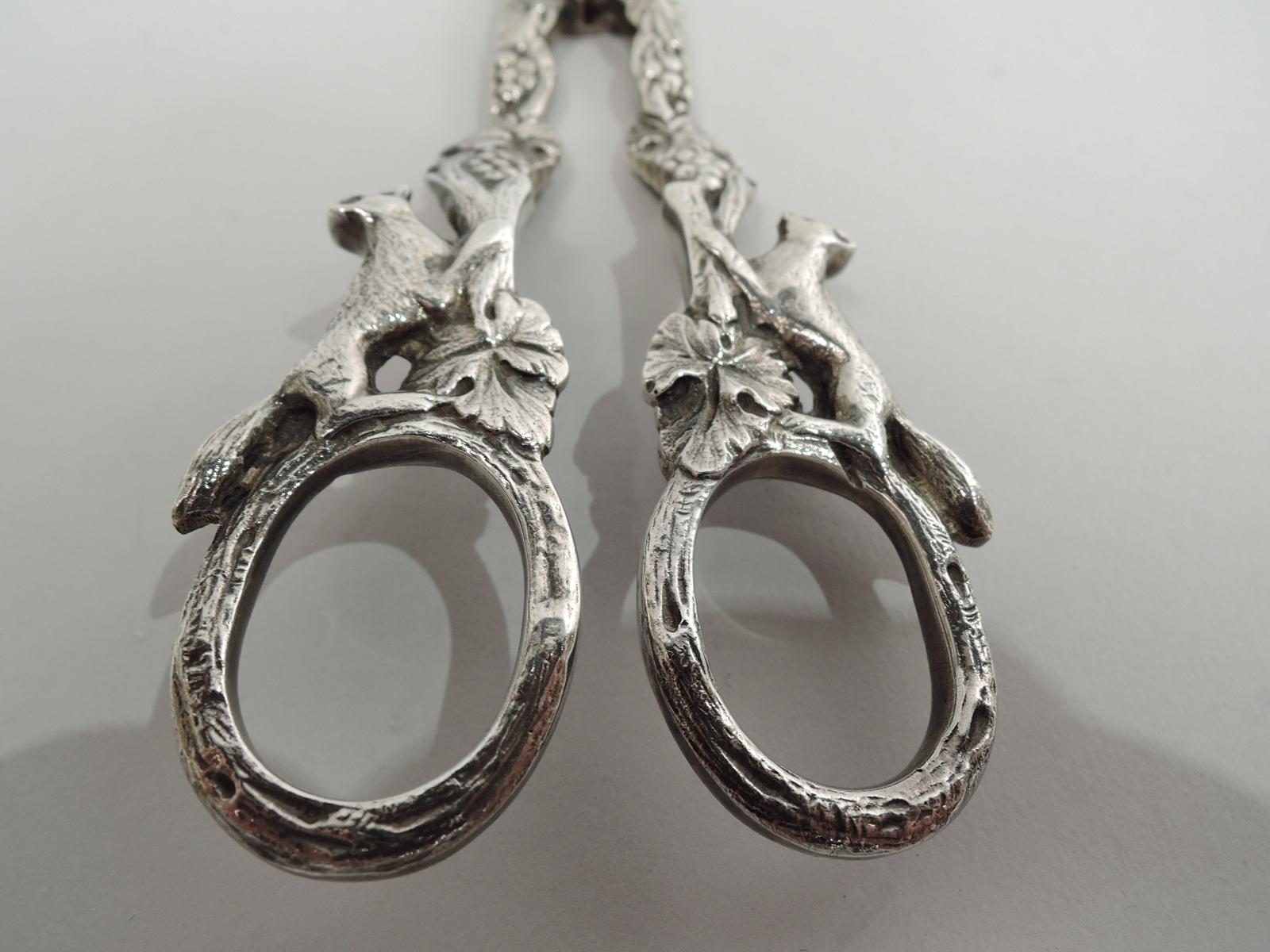 Victorian English Sterling Silver Grape Shears with Aesop Theme