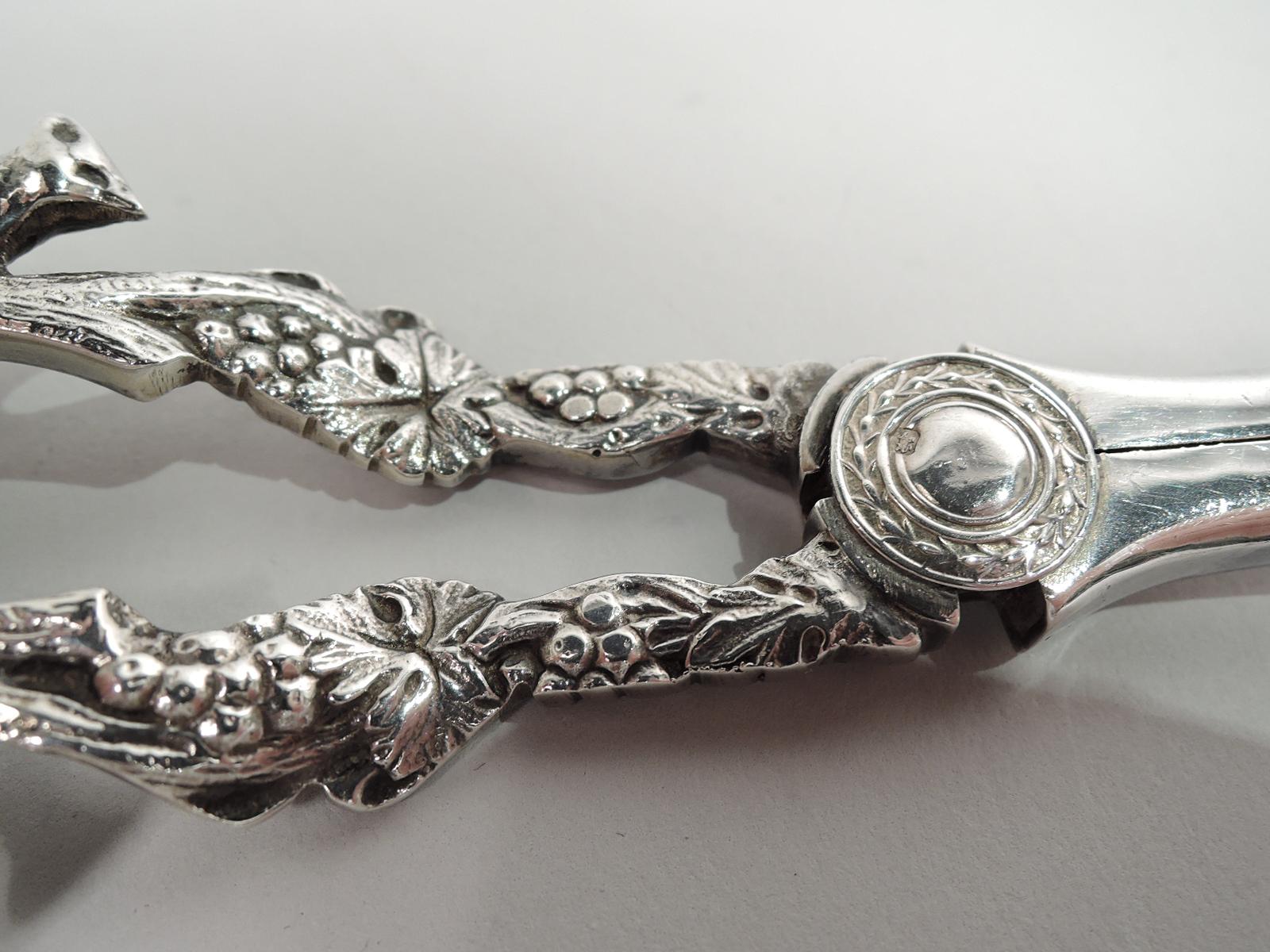 Mid-20th Century English Sterling Silver Grape Shears with Aesop Theme