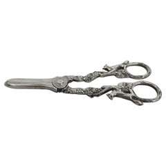 English Sterling Silver Grape Shears with Aesop Theme