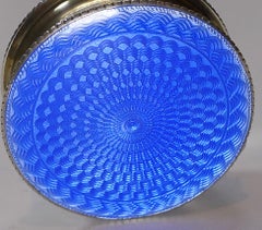 English Sterling Silver & Guilloche Enamel Pill Box, 1916