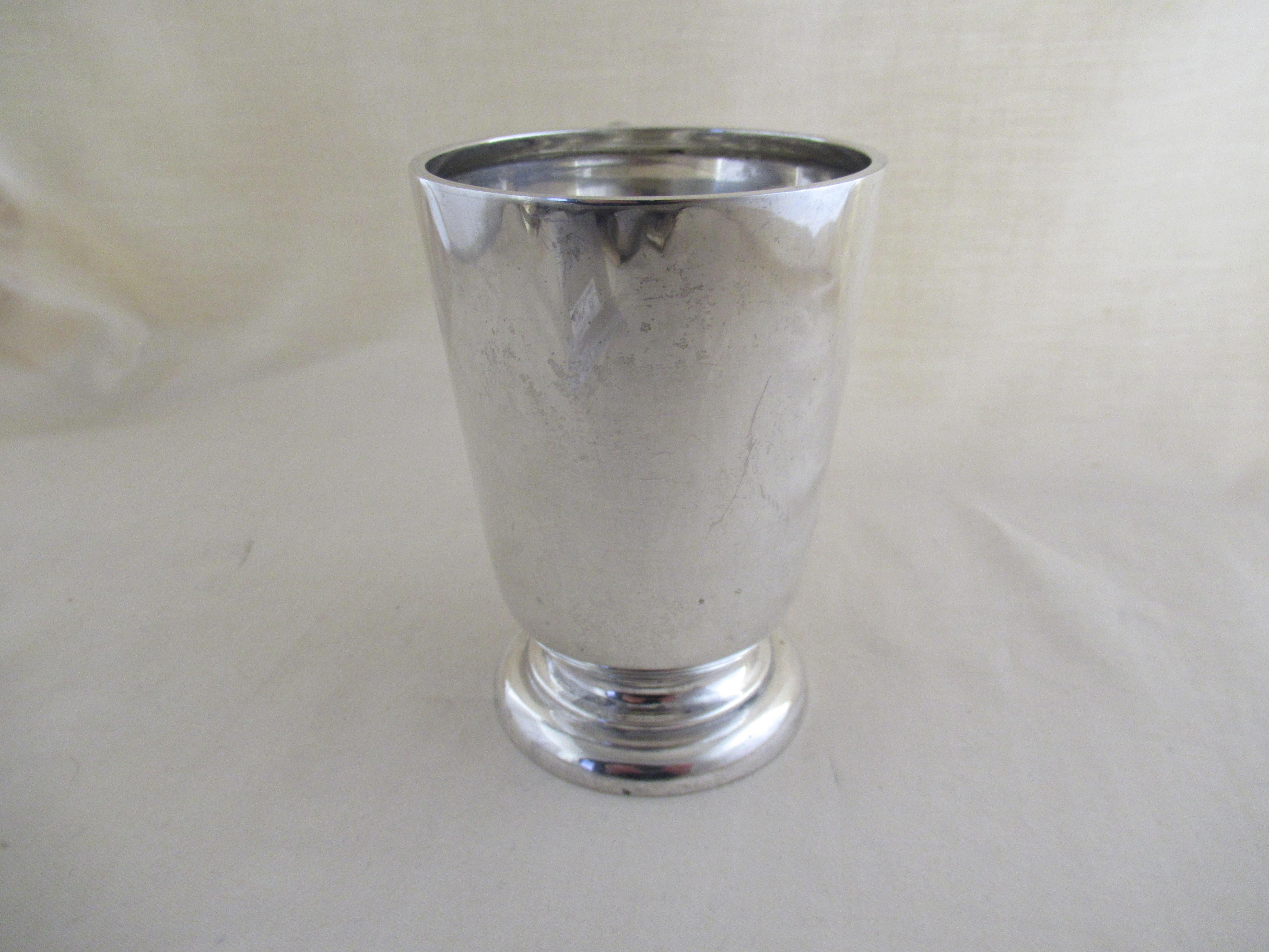 Art Deco English Sterling Silver Half Pint Mug Hallmarked:- Sheffield 1945
