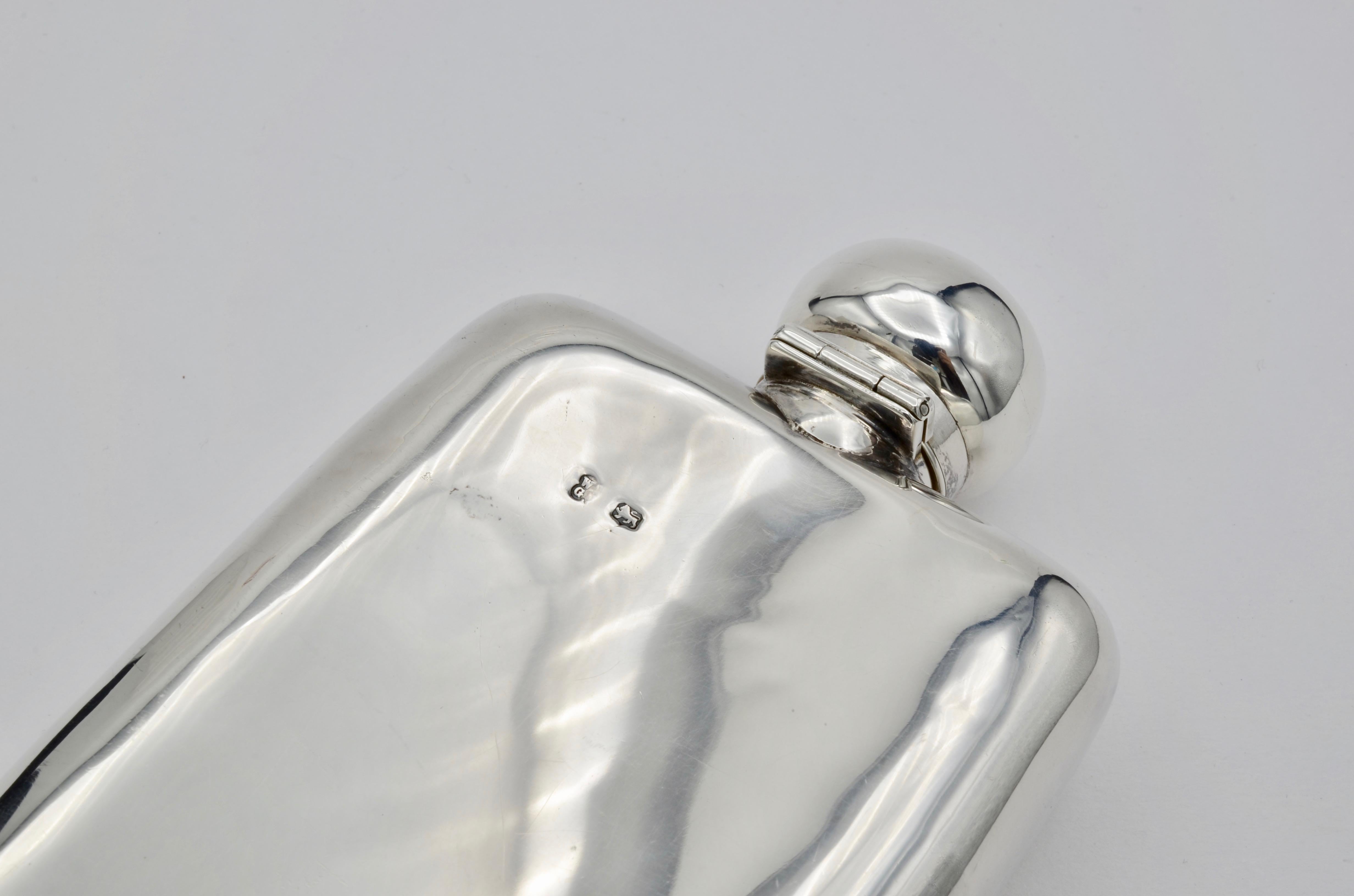 English Sterling Silver Hip Antique Flask 7