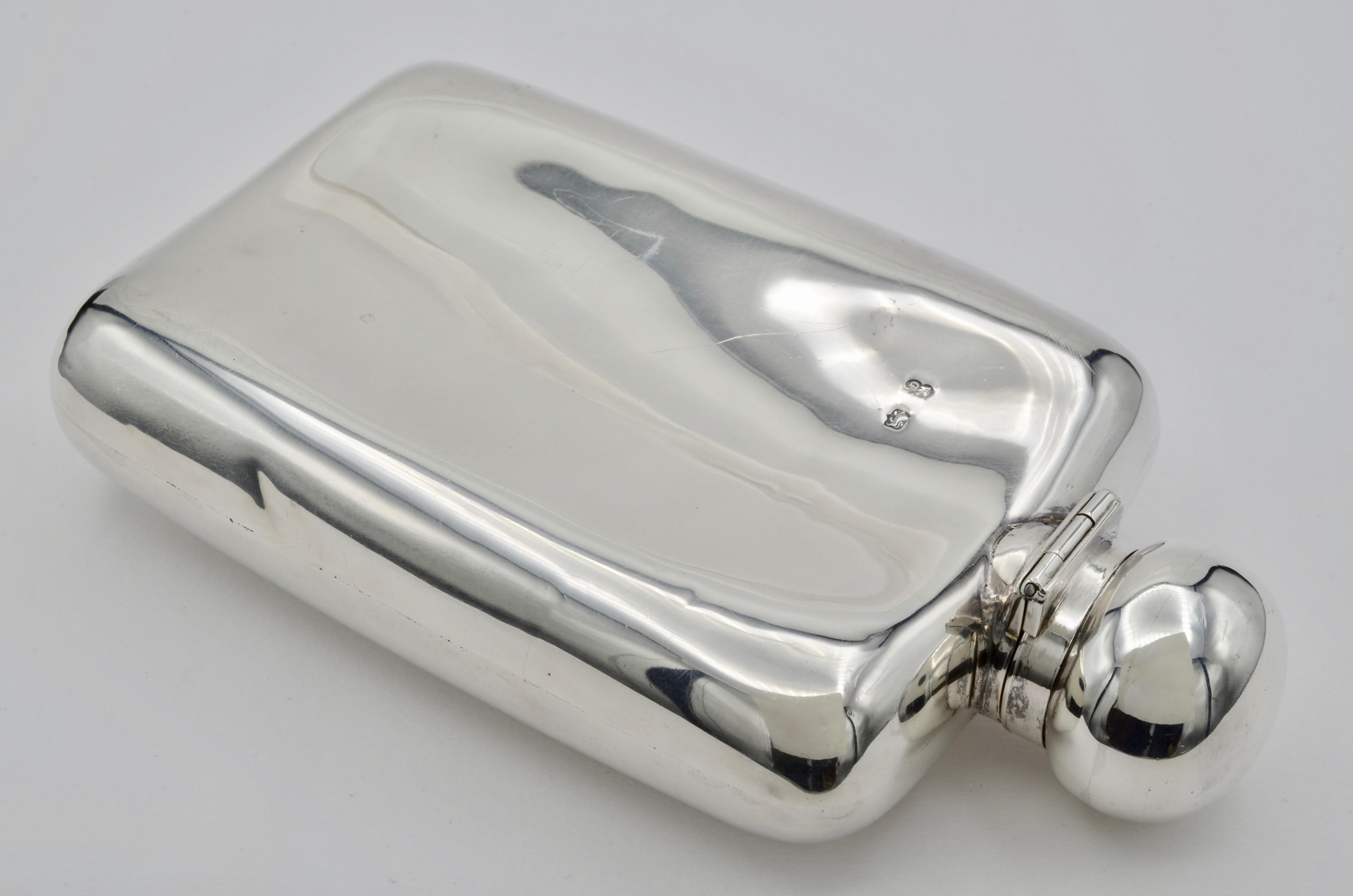 English Sterling Silver Hip Antique Flask 8