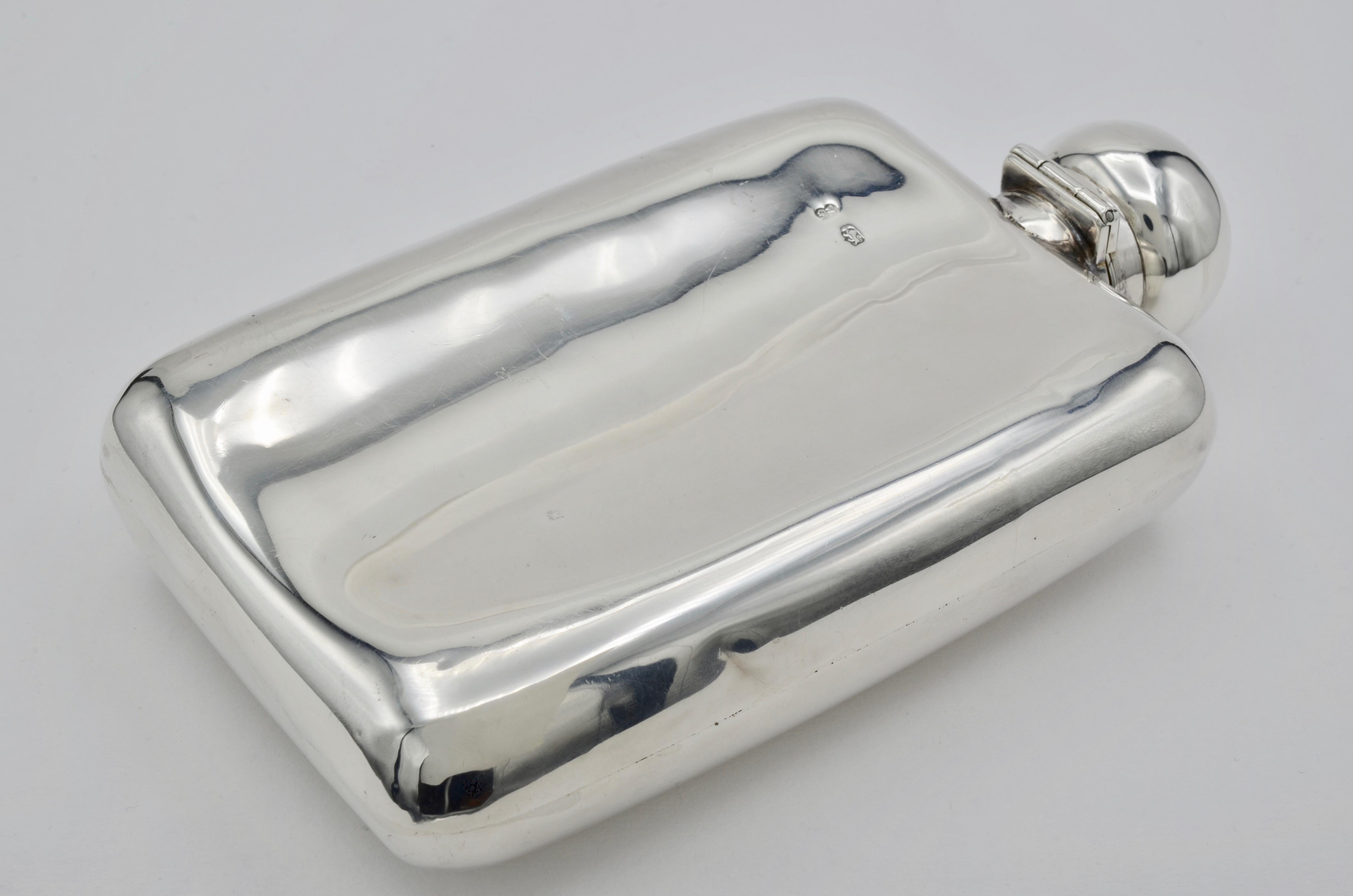 English Sterling Silver Hip Antique Flask 9