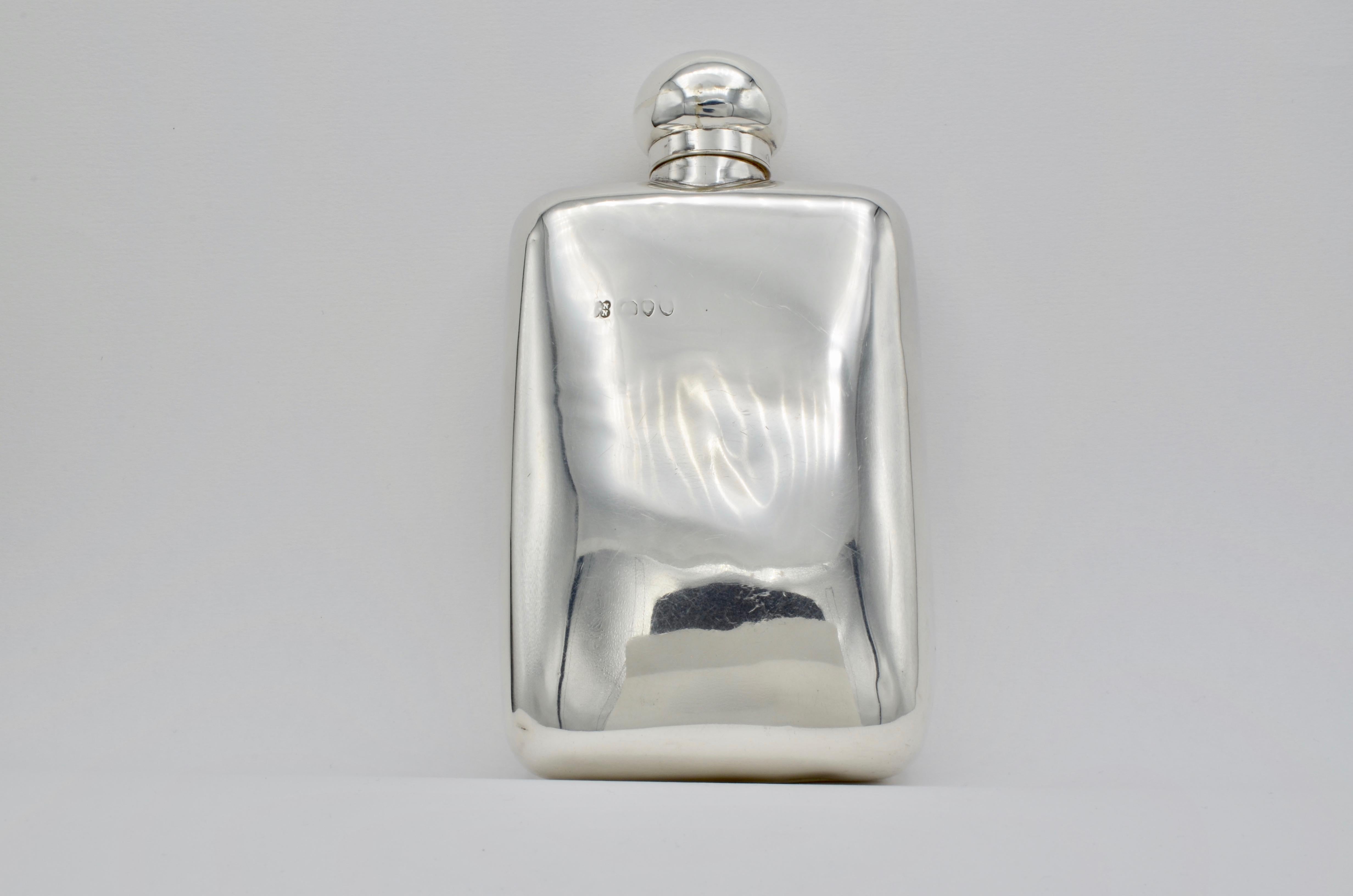 English Sterling Silver Hip Antique Flask 11