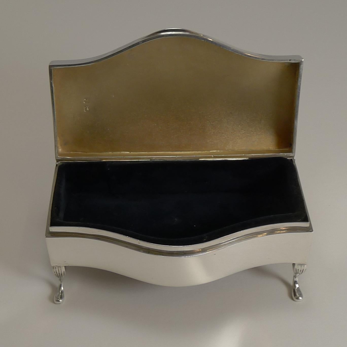 English Sterling Silver Jewelry or Ring Box, 1922 4