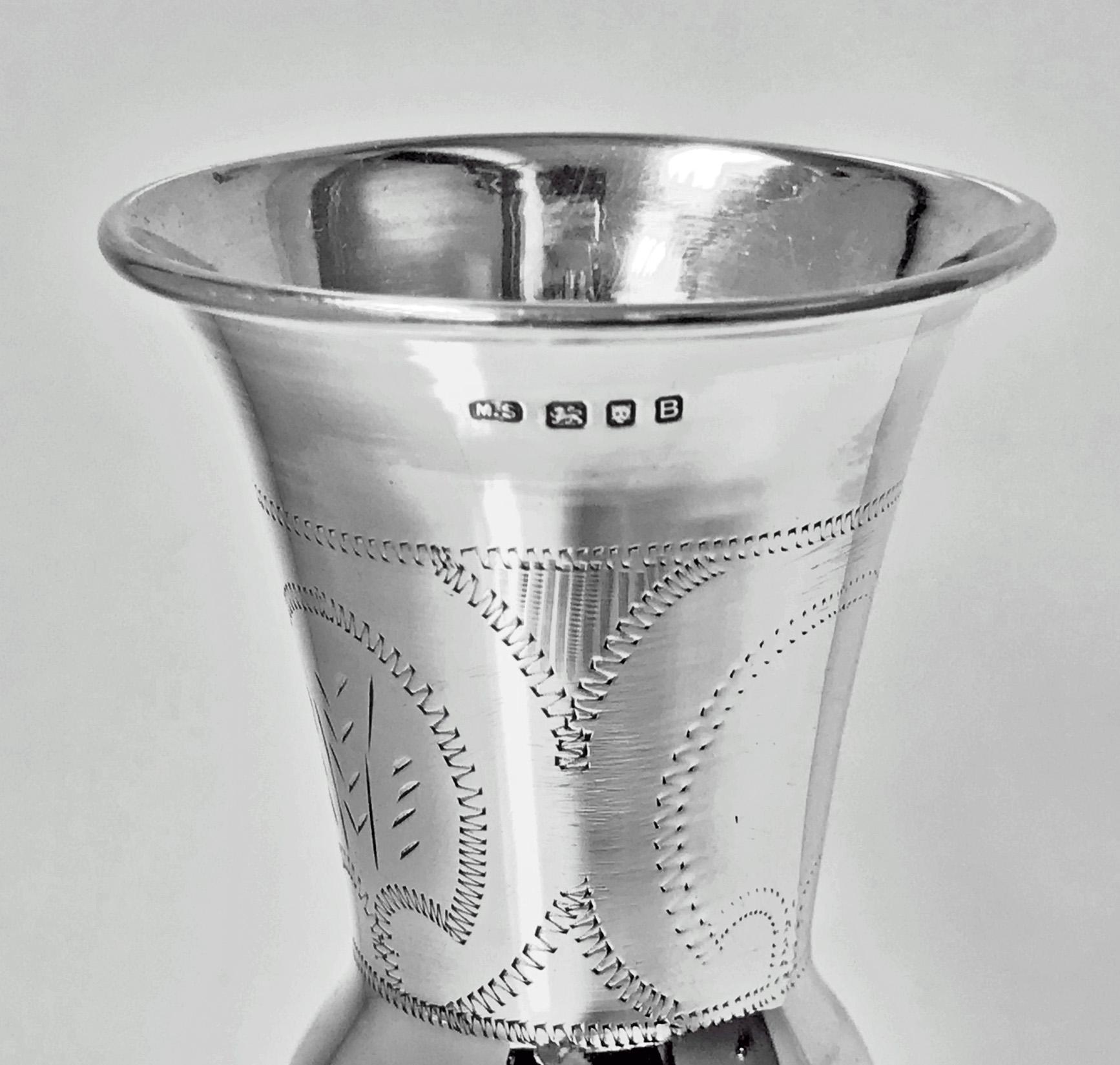 English Sterling Silver Kiddush Cup Goblet, London 1937 Morris Salkind In Good Condition In Toronto, Ontario