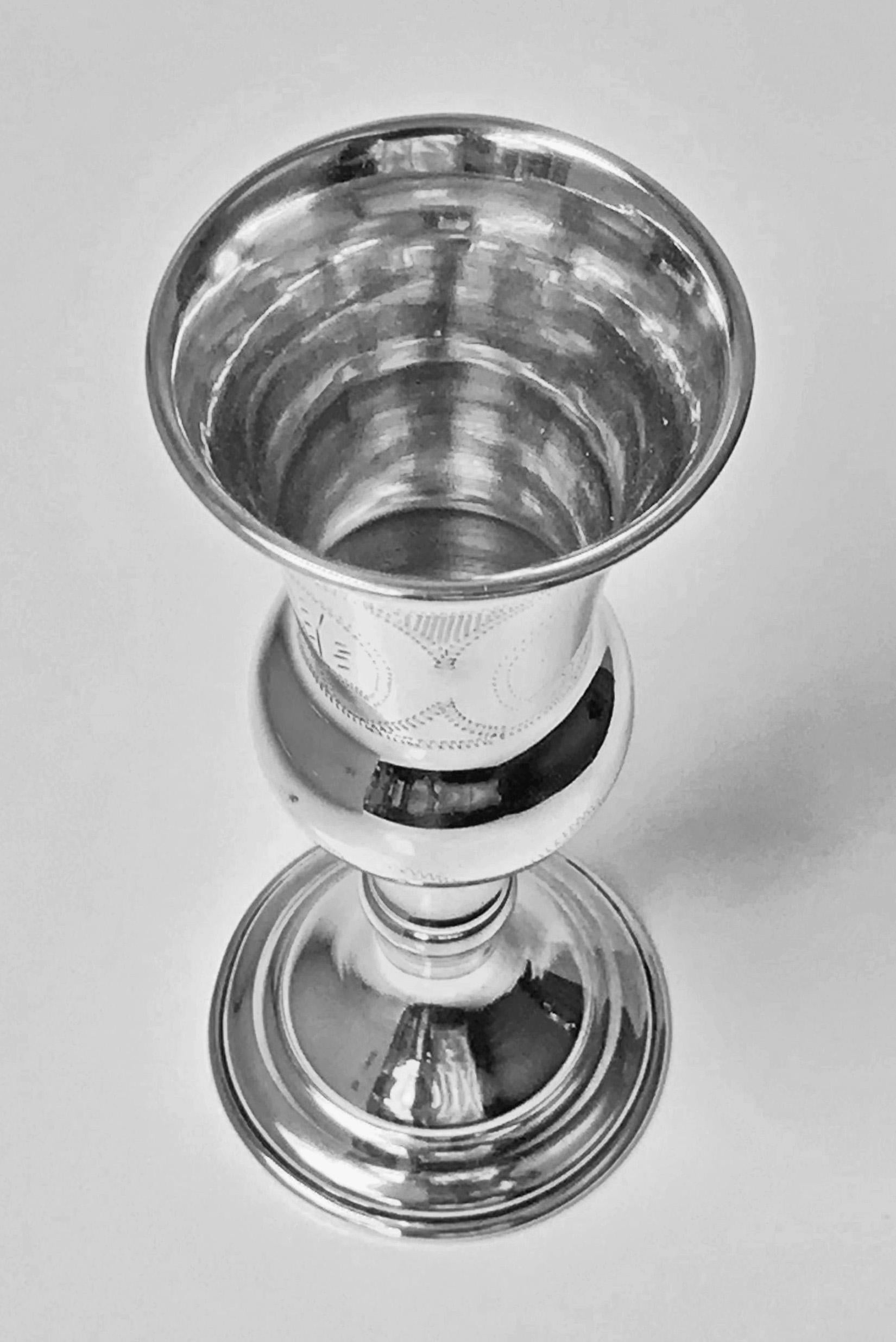 English Sterling Silver Kiddush Cup Goblet, London 1937 Morris Salkind 1