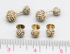 English Sterling Silver Knot Cufflinks and 3 Stud Set