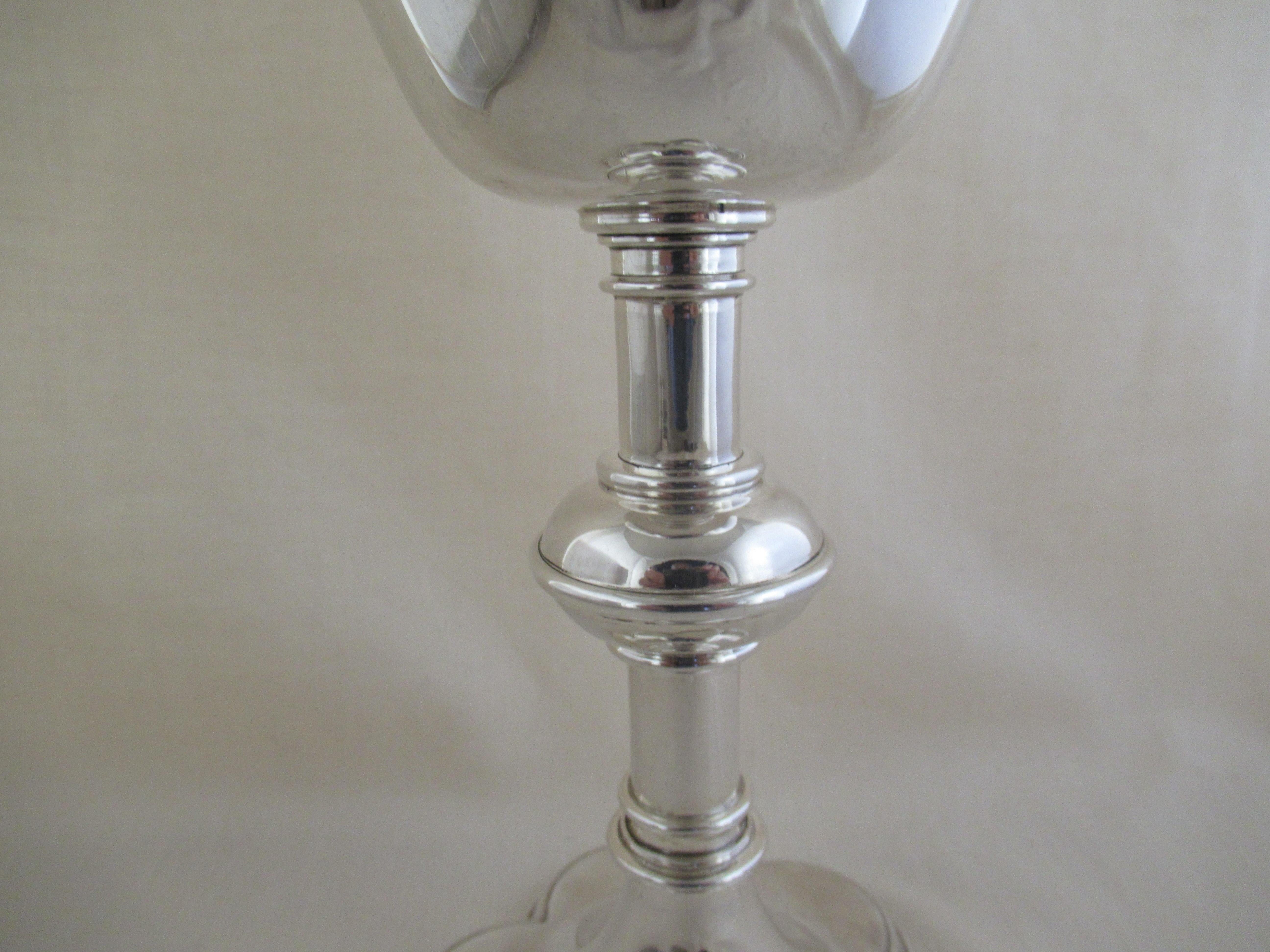 Hand-Crafted English Sterling Silver Large Ecclesiastical Chalice, Dated, Birmingham, 1905