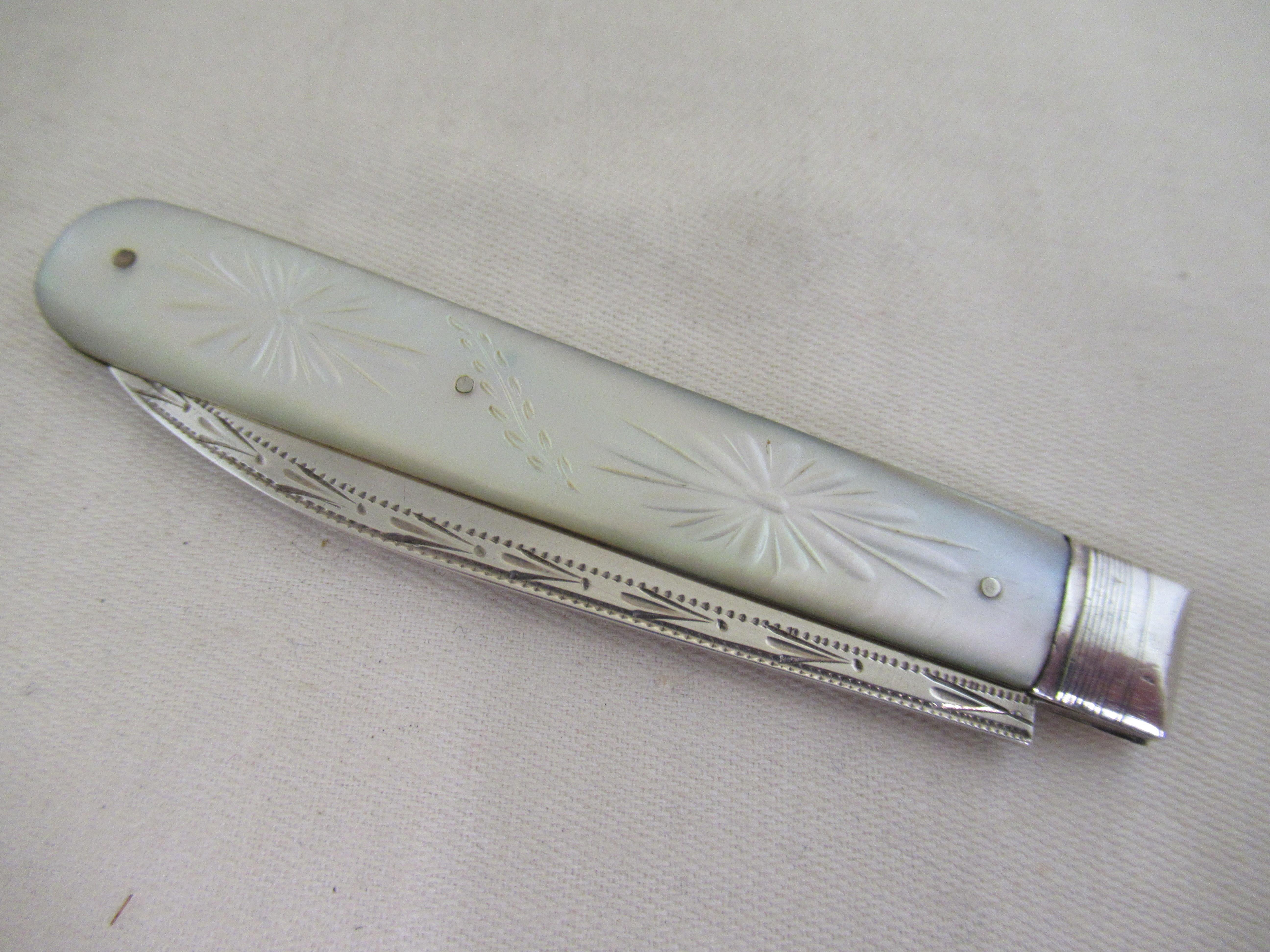 Hand-Crafted English Sterling Silver & M of P Victorian Fruit Knife Hallmark:-Sheffield 1834 For Sale