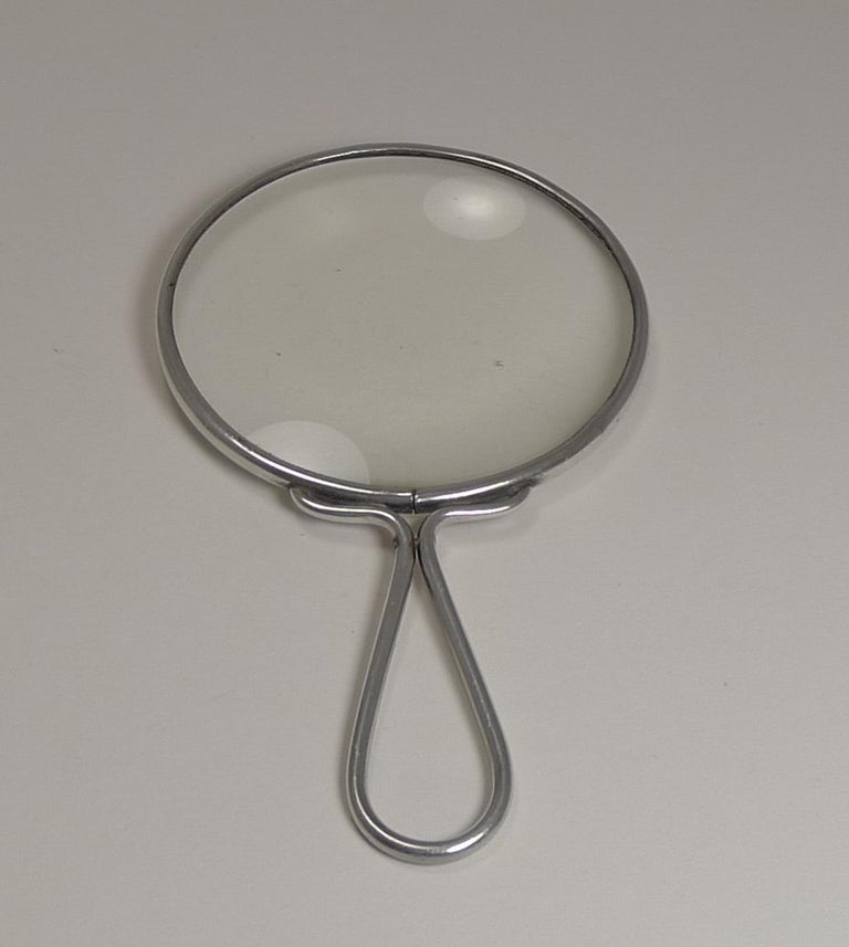 Verre grossissant anglais en argent sterling par Sampson Mordan, 1925