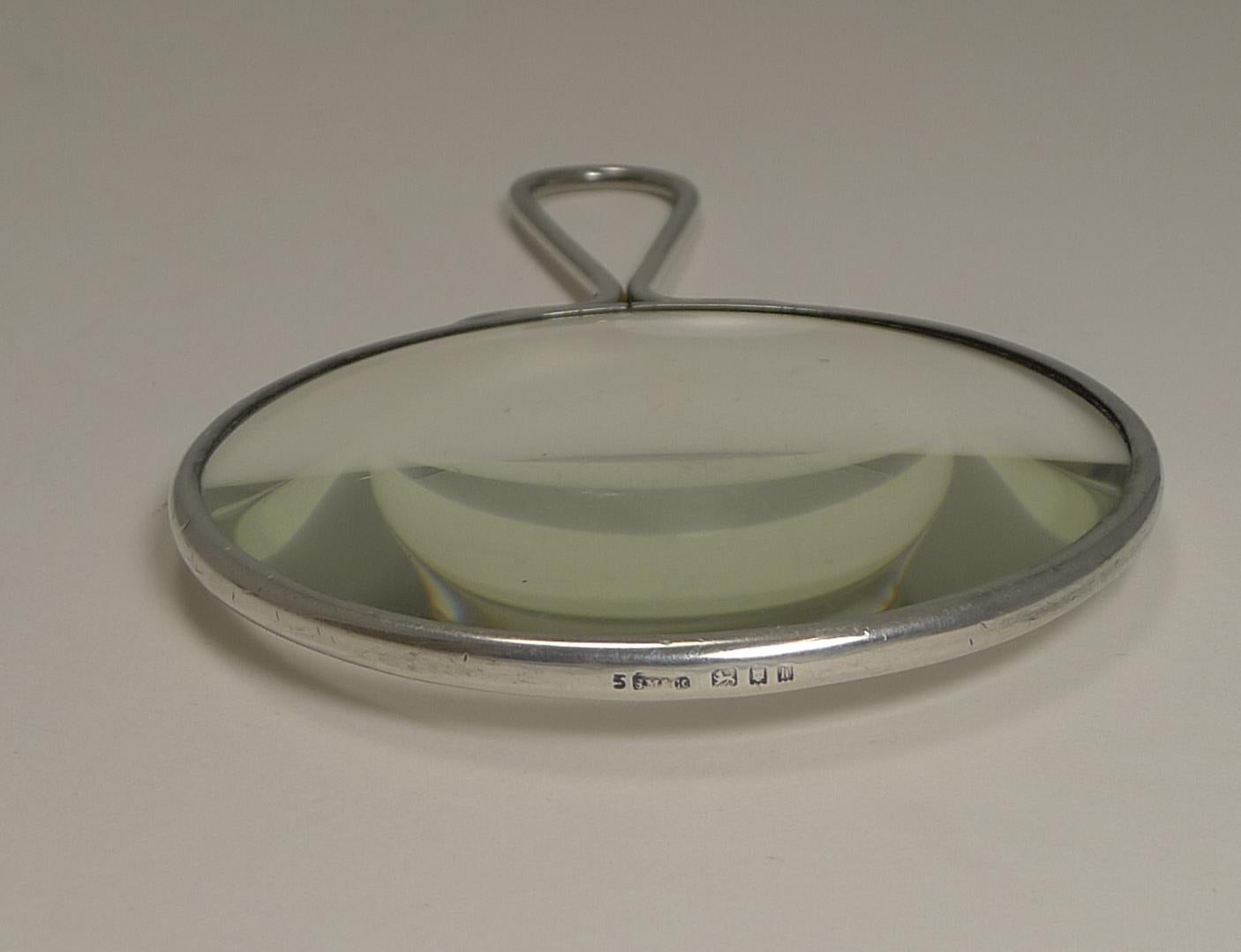 Early 20th Century English Sterling Silver Magnifying Glass by Sampson Mordan, 1925