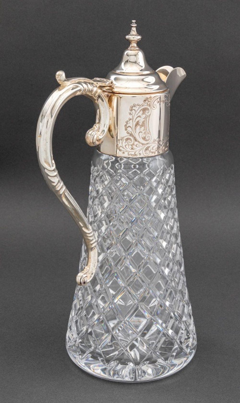 English Sterling Silver Mounted Glass Claret Jug Bon état - En vente à Astoria, NY