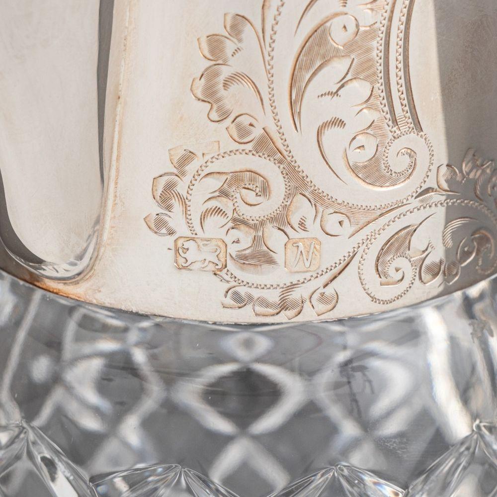 English Sterling Silver Mounted Glass Claret Jug en vente 1