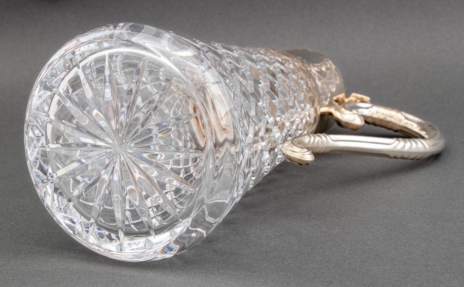 English Sterling Silver Mounted Glass Claret Jug en vente 2