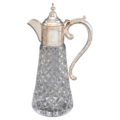 English Sterling Silver Mounted Glass Claret Jug