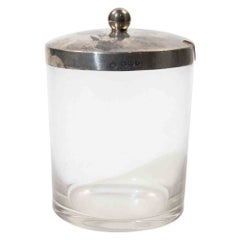 English Sterling Silver Mounted Glass Jar, 1950s