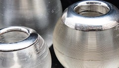 English Sterling Silver-Mounted Glass Match Strikers Set of Three
