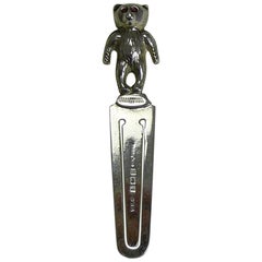 Vintage English Sterling Silver Novelty Bookmark, Teddy Bear, 1932