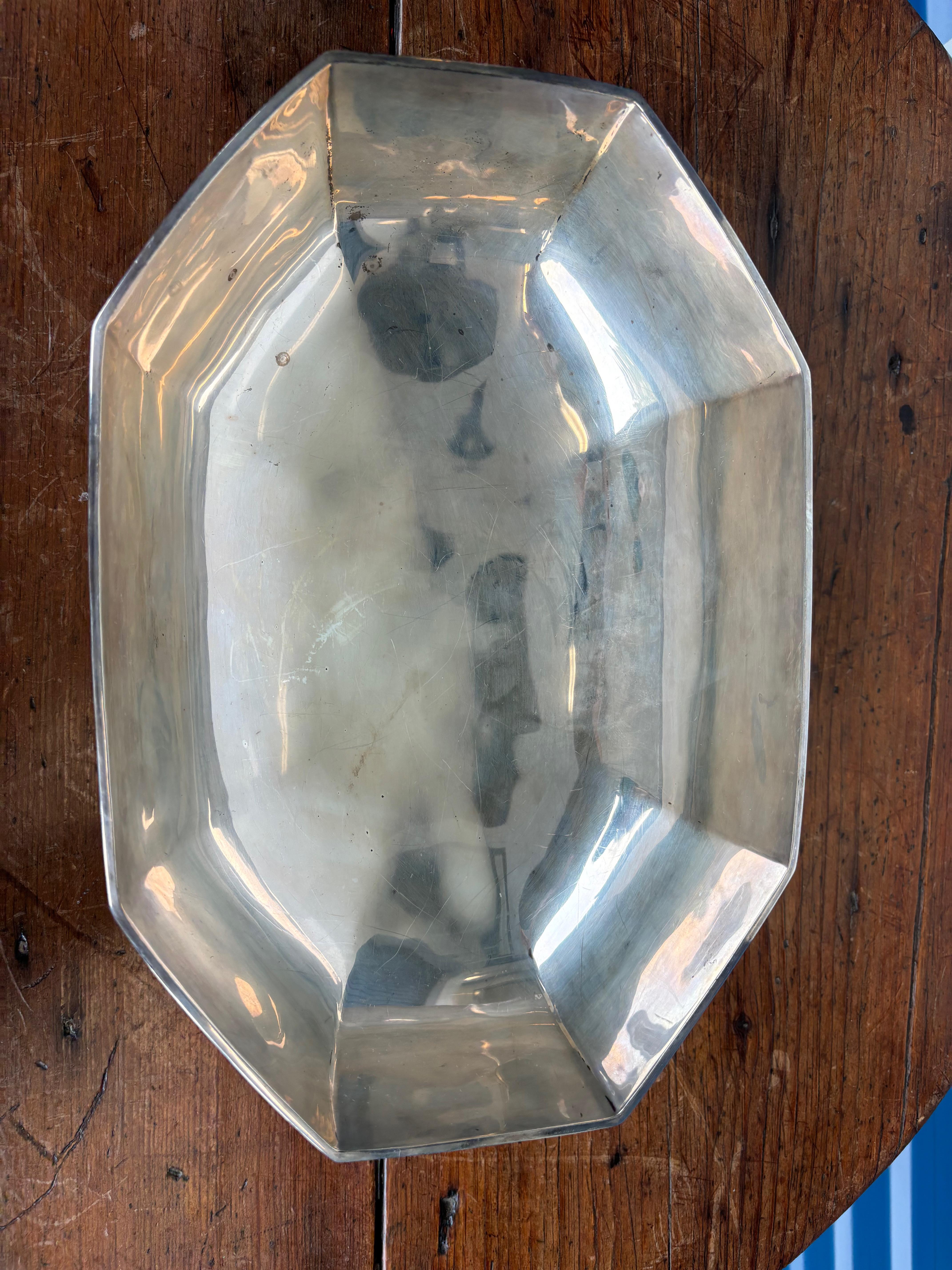 English Sterling Silver Octagonal Centerpiece Bowl by James Robinson, 20th C. For Sale 6