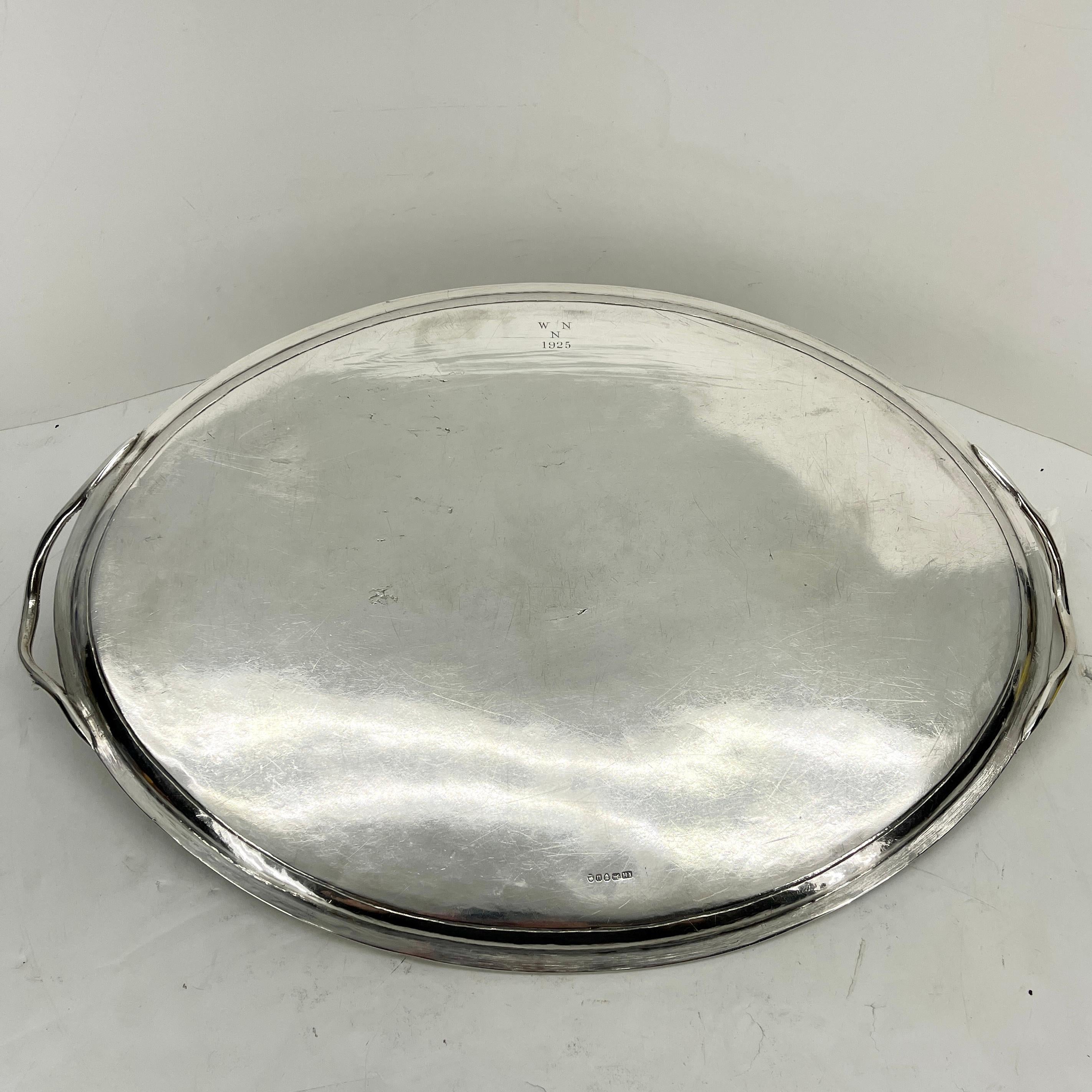 English Sterling Silver Oval Two-Handled Tea Tray, 1925 5