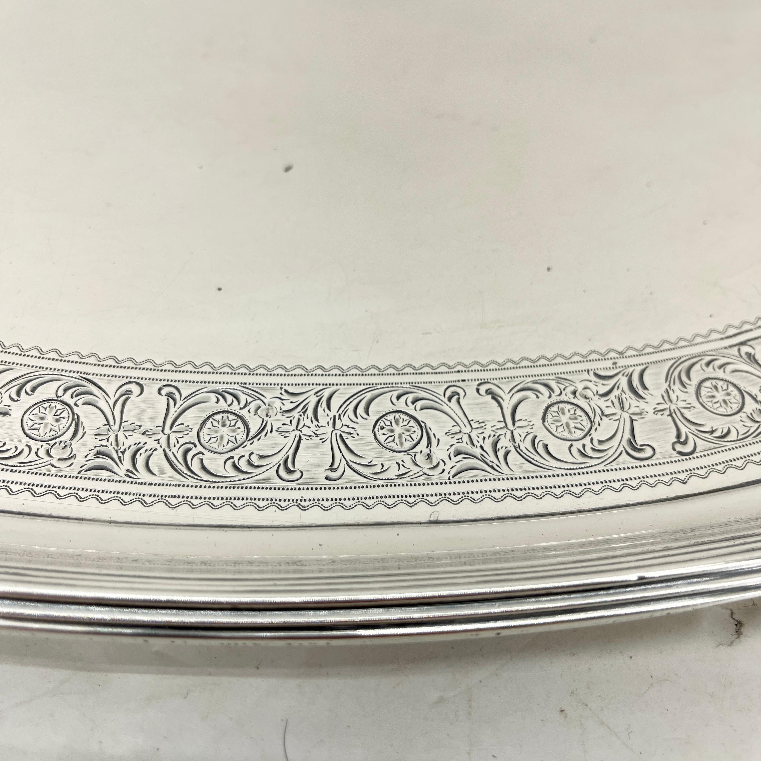 English Sterling Silver Oval Two-Handled Tea Tray, 1925 1
