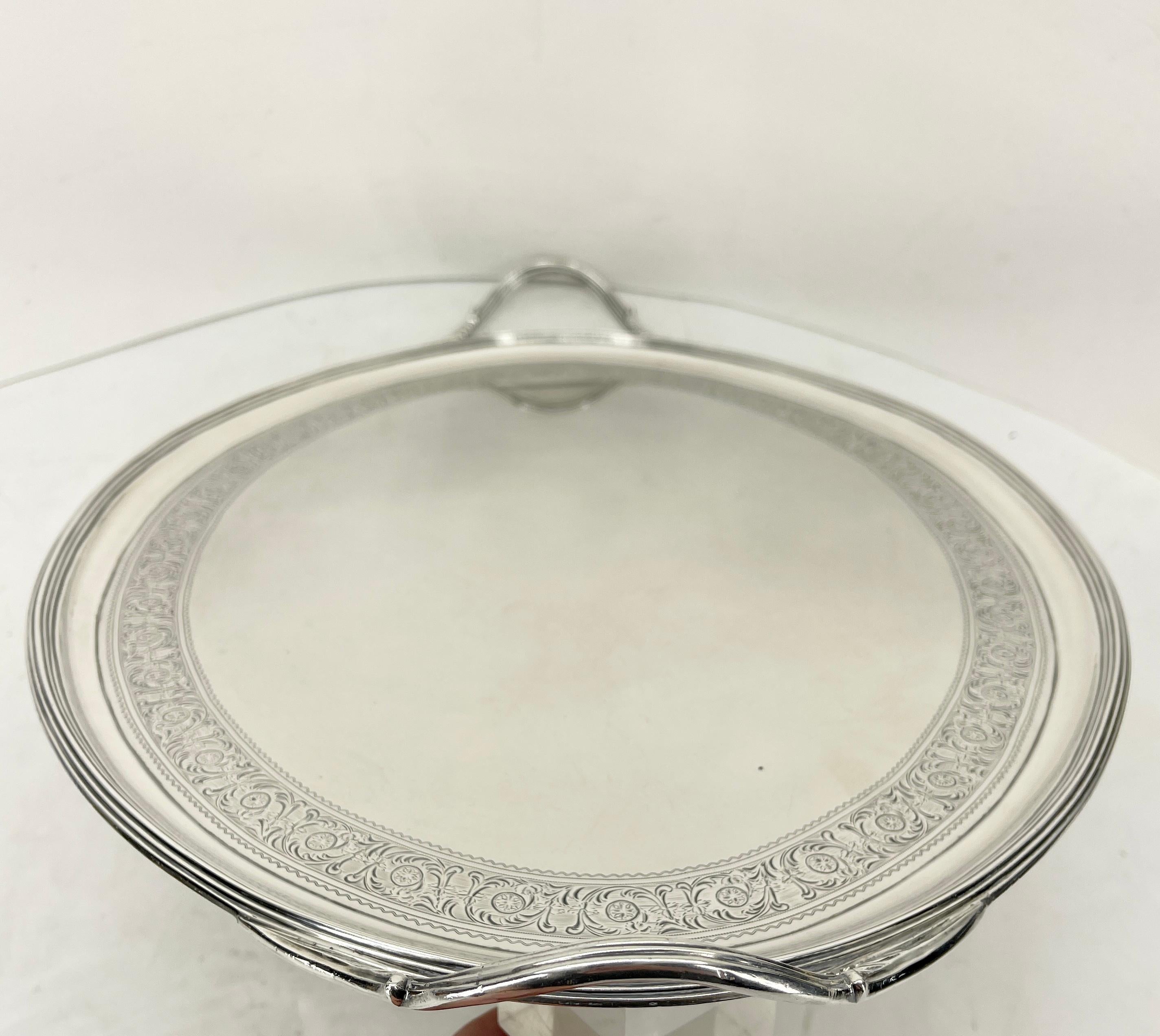 English Sterling Silver Oval Two-Handled Tea Tray, 1925 3