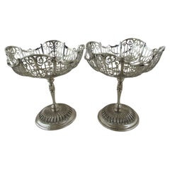 English Sterling Silver - Pair of PEDESTAL COMPORTS - Hallmarked:-SHEFFIELD 1912