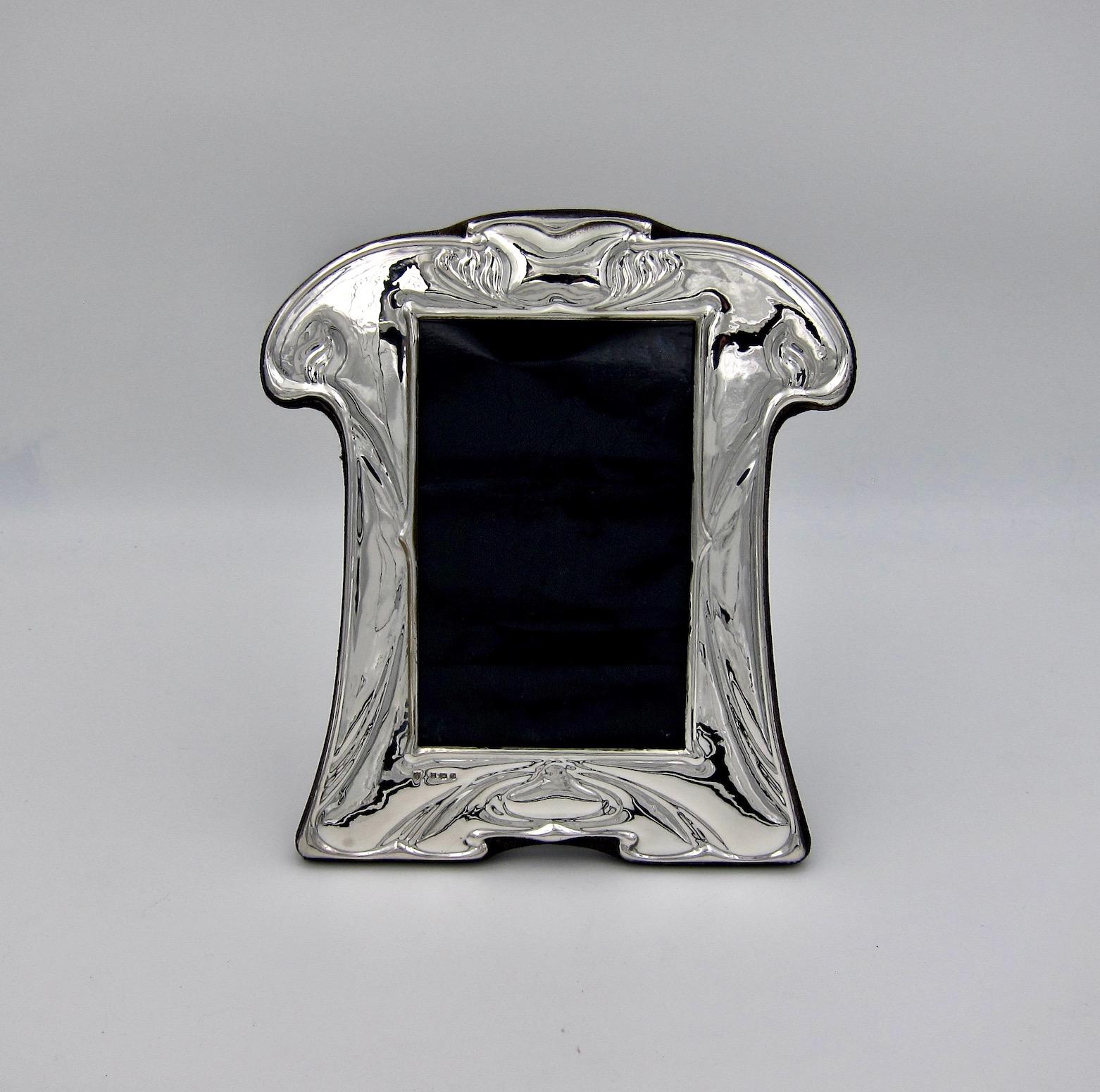 English Sterling Silver Picture Frame in the Art Nouveau Style 4
