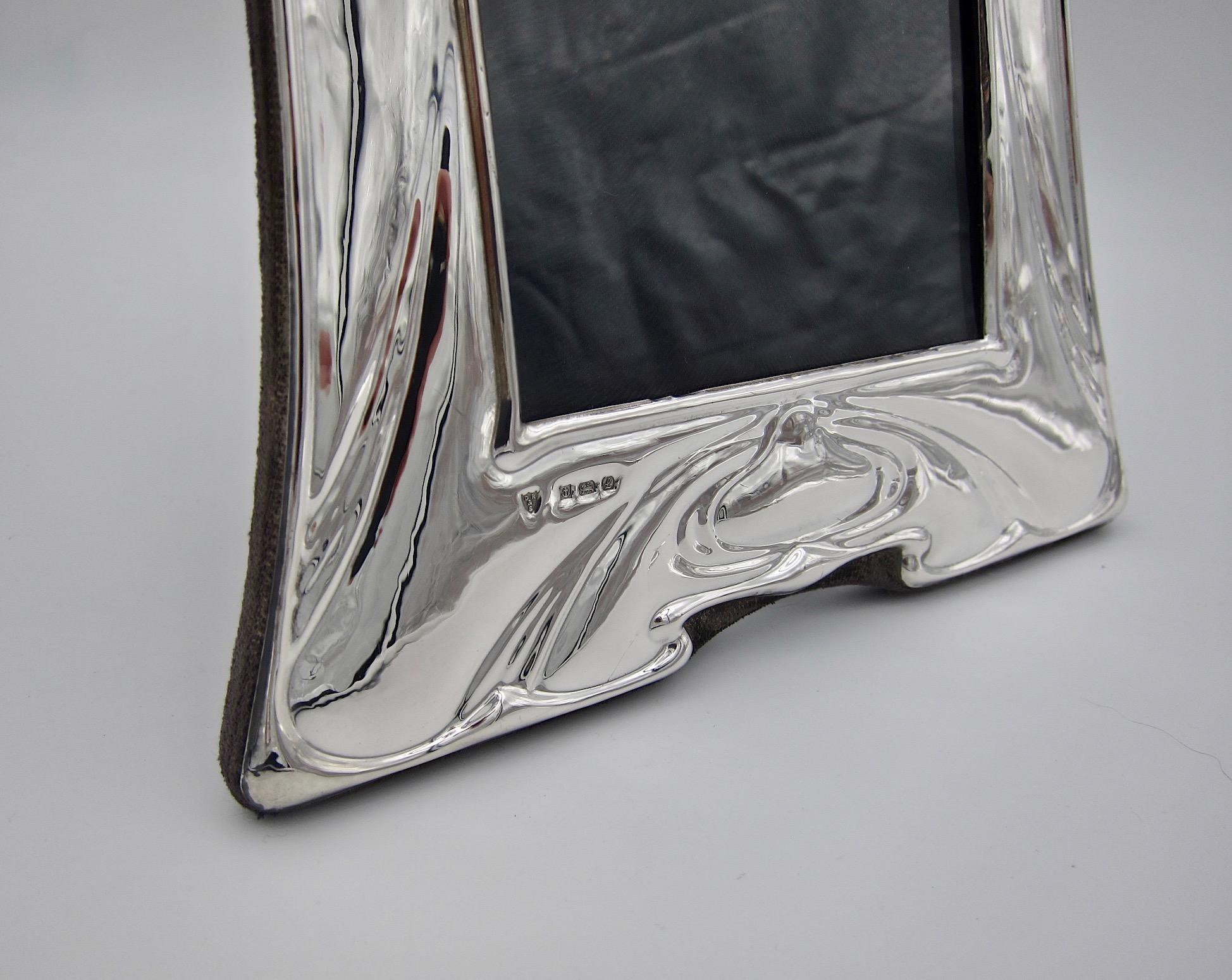 20th Century English Sterling Silver Picture Frame in the Art Nouveau Style