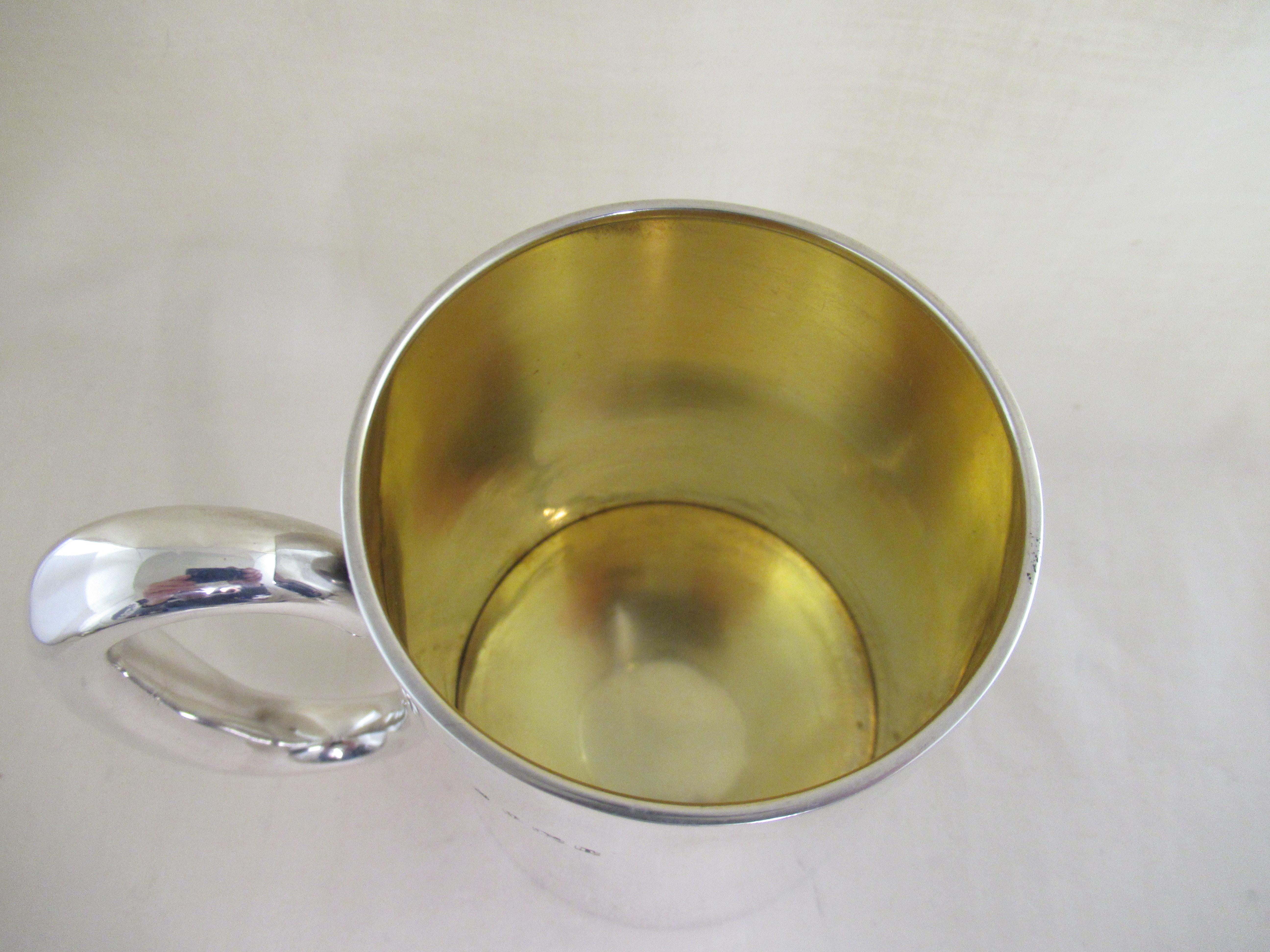 Arts and Crafts English Sterling Silver Pint Tankard Hallmarked:- Birmingham 1926