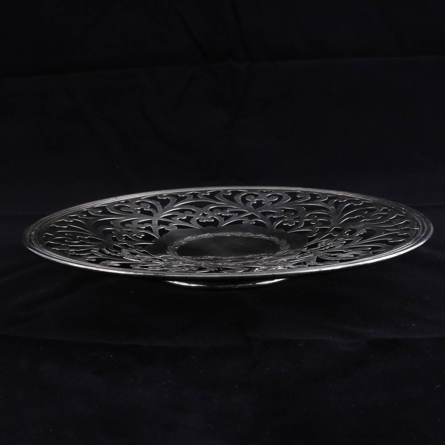 English Sterling Silver Reticulated Scrolled Serving Tray, 6.77 Toz 19th Century 1