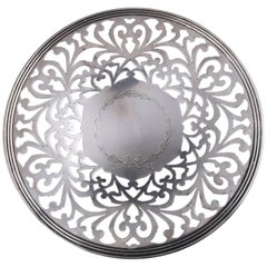 English Sterling Silver Reticulated Scrolled Serving Tray, 6.77 Toz 19th Century