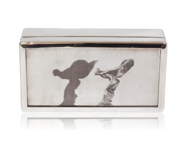 English Sterling Silver Rolls Royce Cigarette Box Rare Corporate Gift