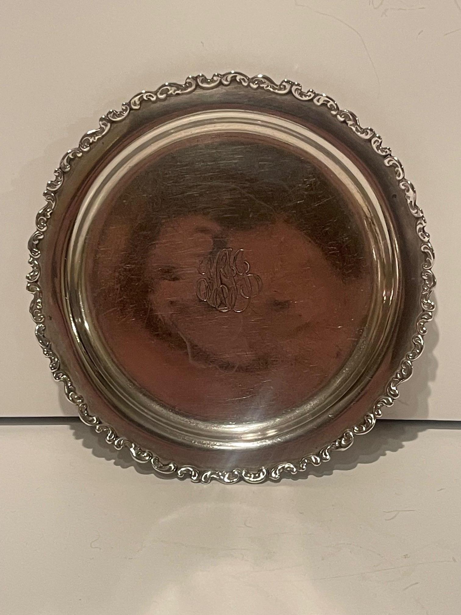 English Sterling Silver Salver or Card Tray, 19th Century In Good Condition For Sale In Savannah, GA