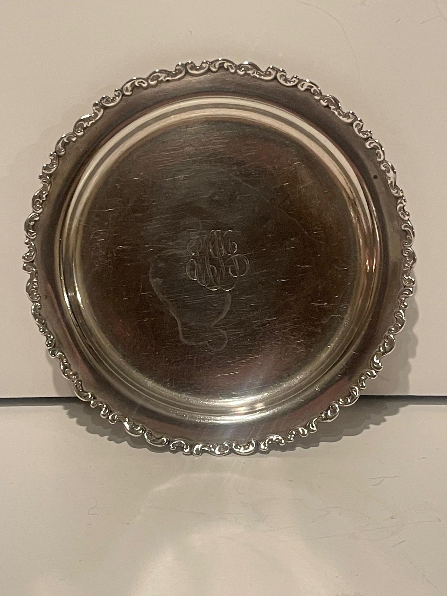 English Sterling Silver Salver or Card Tray, 19th Century For Sale 1
