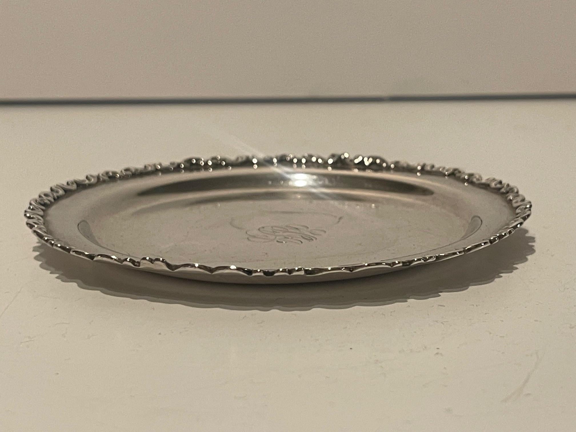 English Sterling Silver Salver or Card Tray, 19th Century For Sale 4