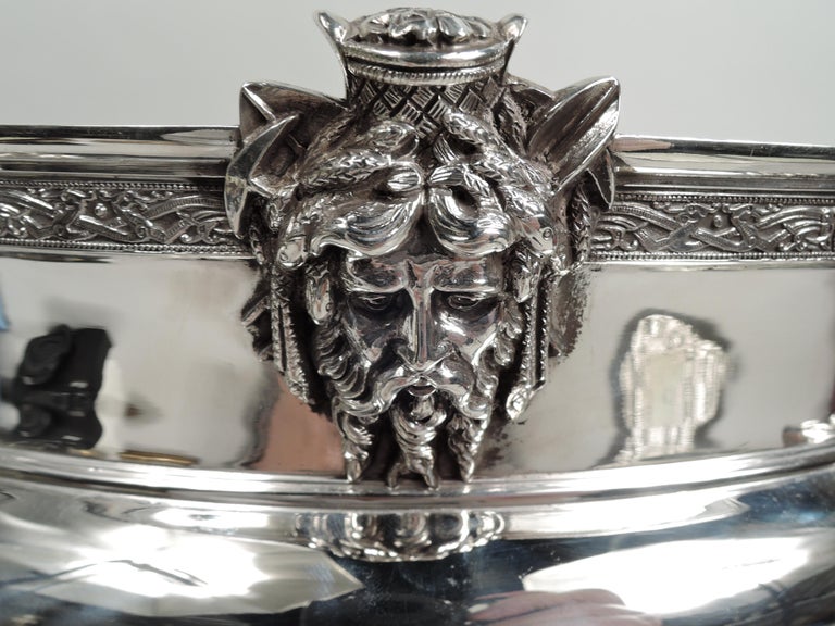 English Sterling Silver Seahorse and Dolphin Wine Cooler Centerpiece In Excellent Condition For Sale In New York, NY