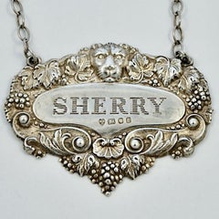 English Sterling Silver Sherry Decanter Label, 1970s