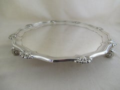 English Sterling Silver, Small Salver or Card Tray, Hallmarked, Sheffield 1924
